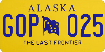 AK license plate GOP025