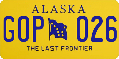 AK license plate GOP026