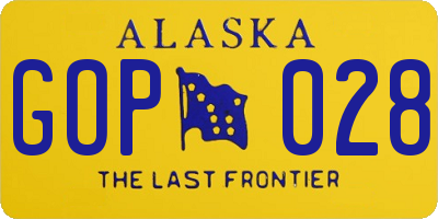 AK license plate GOP028