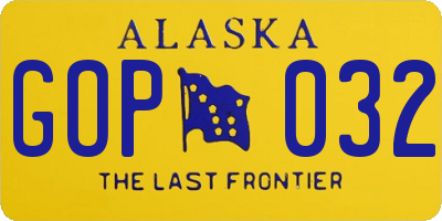 AK license plate GOP032