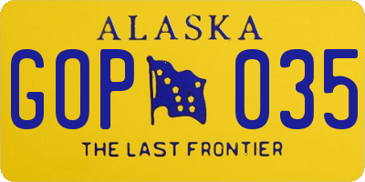 AK license plate GOP035