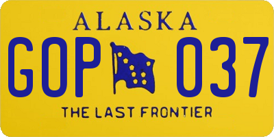 AK license plate GOP037
