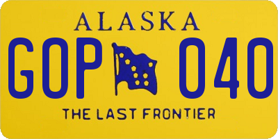 AK license plate GOP040