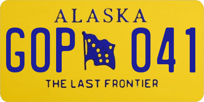 AK license plate GOP041