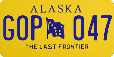 AK license plate GOP047