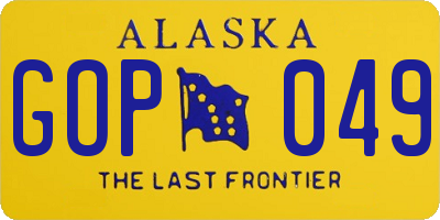 AK license plate GOP049