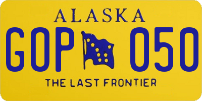 AK license plate GOP050