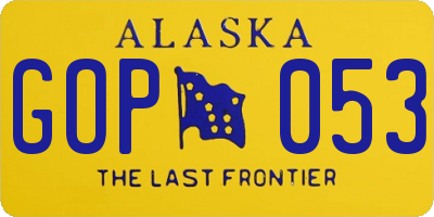 AK license plate GOP053