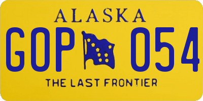 AK license plate GOP054
