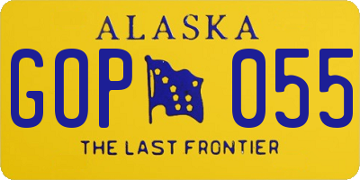 AK license plate GOP055