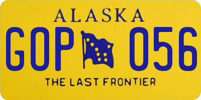 AK license plate GOP056