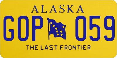 AK license plate GOP059
