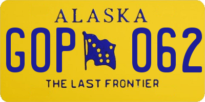 AK license plate GOP062