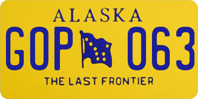 AK license plate GOP063