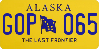 AK license plate GOP065