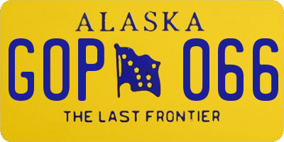AK license plate GOP066