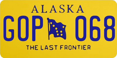 AK license plate GOP068