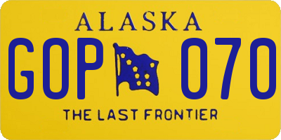 AK license plate GOP070