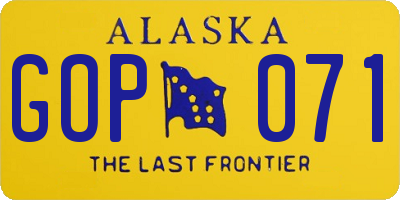 AK license plate GOP071