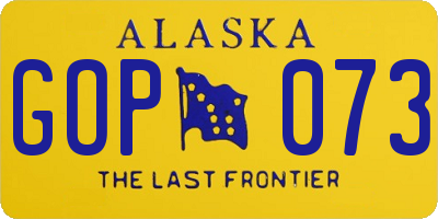 AK license plate GOP073