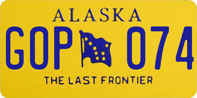 AK license plate GOP074