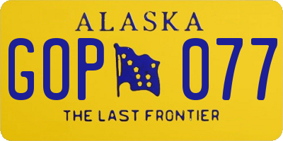 AK license plate GOP077