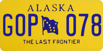 AK license plate GOP078