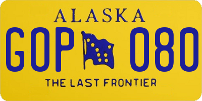 AK license plate GOP080