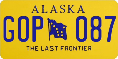 AK license plate GOP087