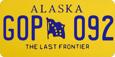 AK license plate GOP092