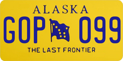AK license plate GOP099