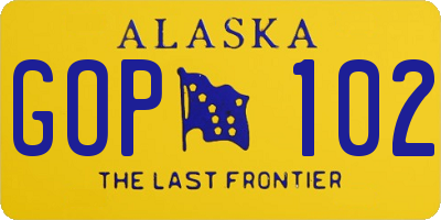 AK license plate GOP102
