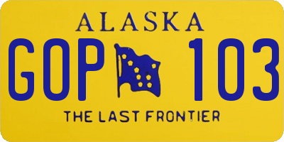 AK license plate GOP103