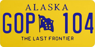AK license plate GOP104