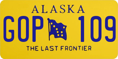 AK license plate GOP109