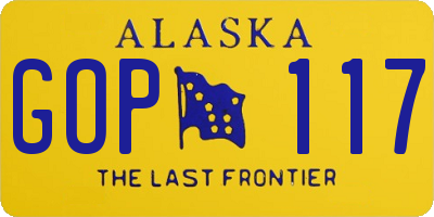 AK license plate GOP117