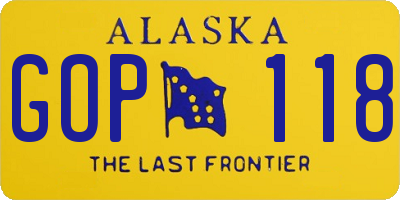 AK license plate GOP118