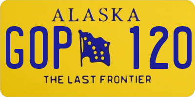 AK license plate GOP120