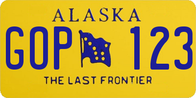 AK license plate GOP123