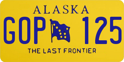AK license plate GOP125