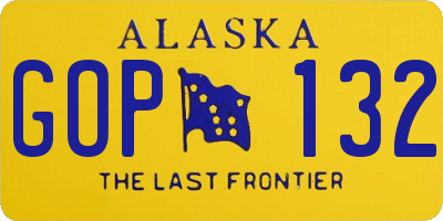 AK license plate GOP132