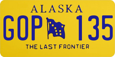 AK license plate GOP135