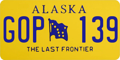 AK license plate GOP139