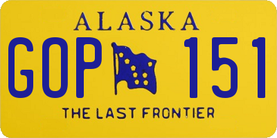 AK license plate GOP151