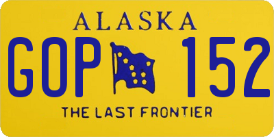 AK license plate GOP152