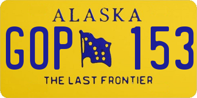 AK license plate GOP153
