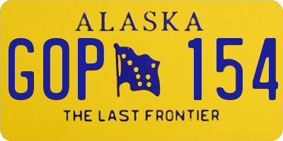 AK license plate GOP154