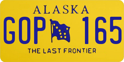 AK license plate GOP165
