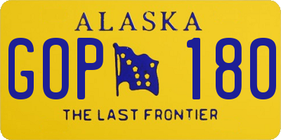 AK license plate GOP180