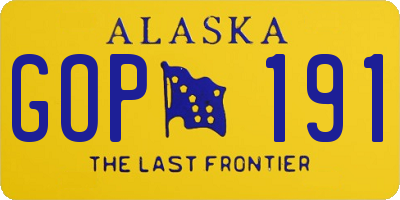 AK license plate GOP191